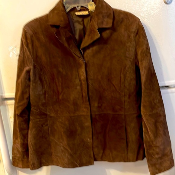 J Khaki Brown Suede Leather Women’s Jacket LS Size XL - Picture 1 of 5